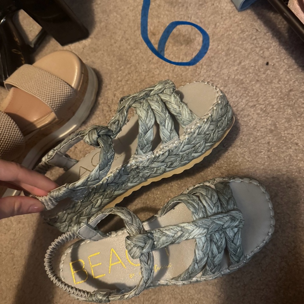 Matisse Braided Espadrille Sandals in Sage Green